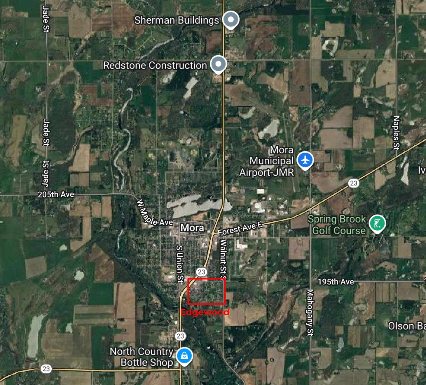 Map of Mora, Minnesota